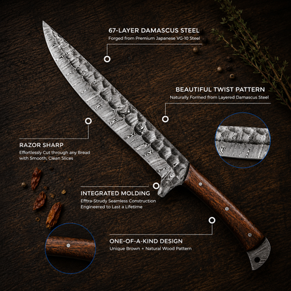 5 Piece Handmade Damascus Steel Kitchen Knife Set with Leather Roll