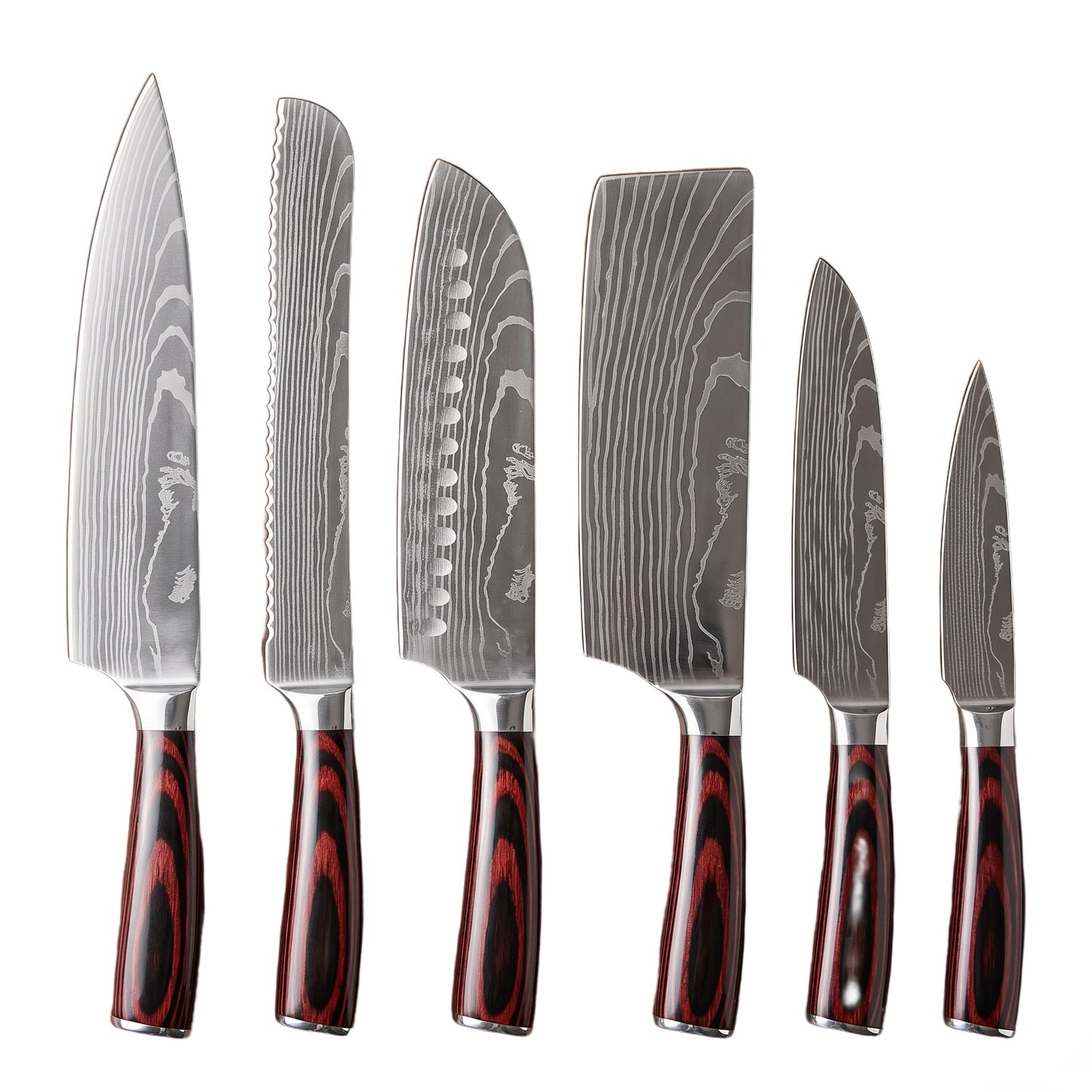 Professional Kitchen Knife Set with Damascus Pattern Blades