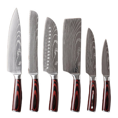 Professional Kitchen Knife Set with Damascus Pattern Blades