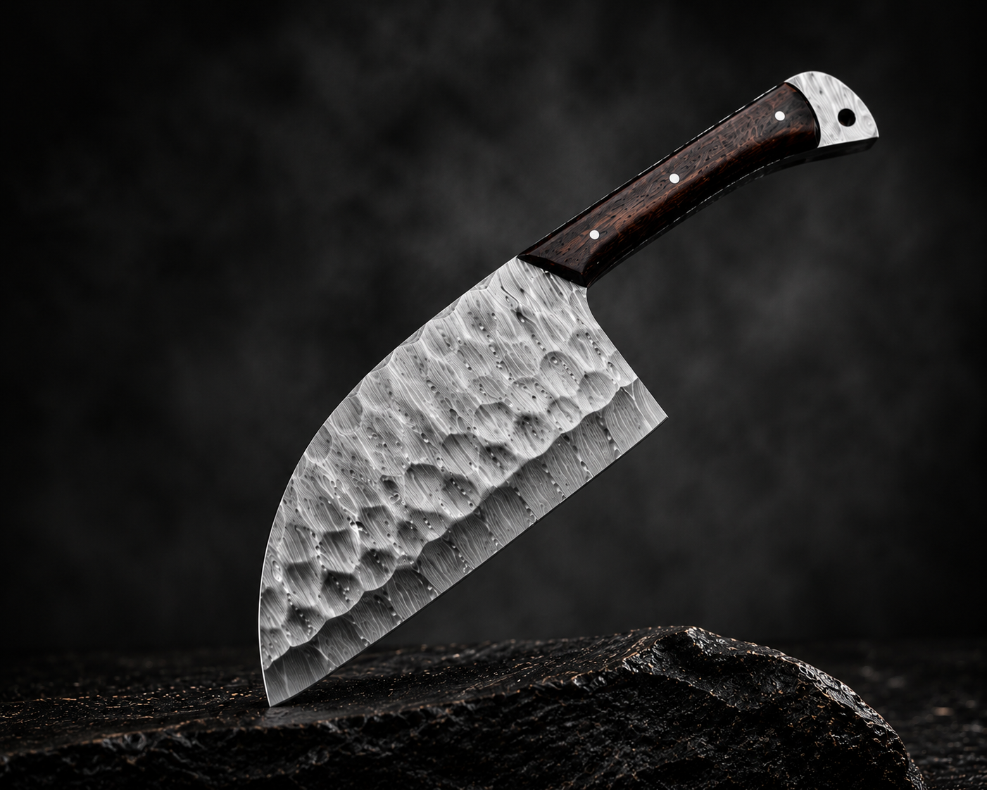 Handmade Damascus Steel Serbian Chef Knife with Leather Sheath
