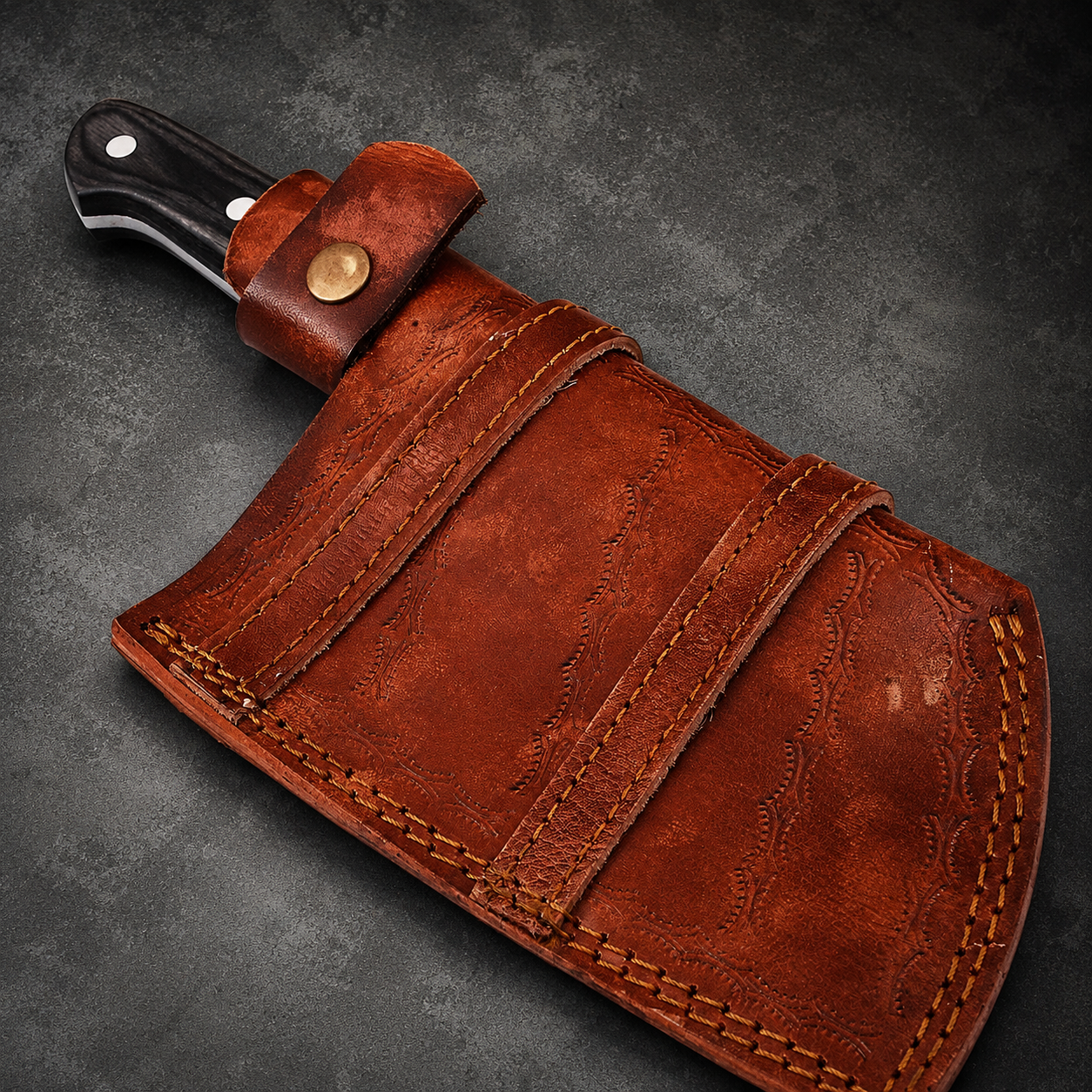 Hand-Forged Serbian Chef Knife with Leather Sheath