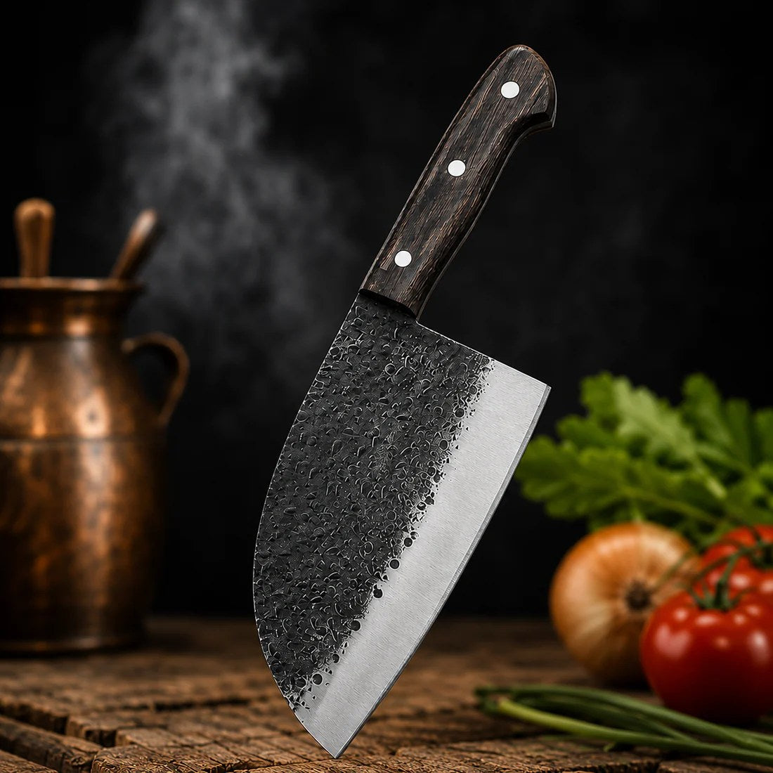 Hand-Forged Serbian Chef Knife with Leather Sheath